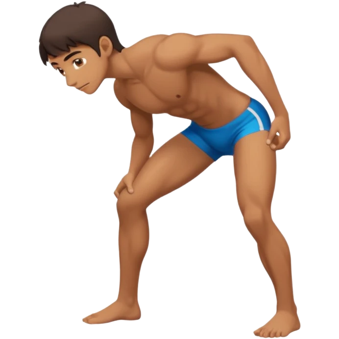 Bending down teen not wearing any clothing showing their full body emoji