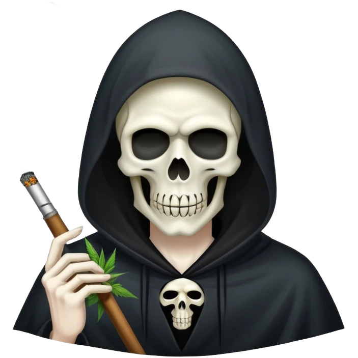 grim reaper face smoking weed emoji