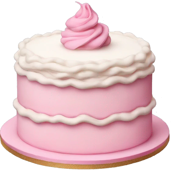 baby pink multitier cake with white frosting emoji