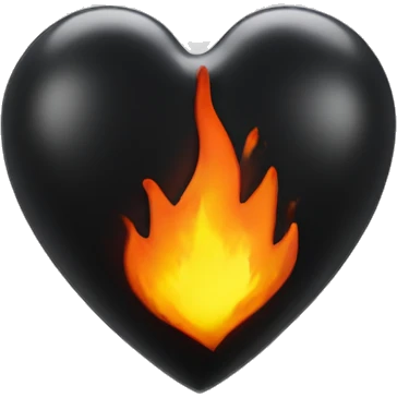 3D black heart on fire emoji