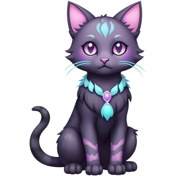 Kawaii dark edgy fantasy pastel ethereal feline fursona animal creature full body emoji
