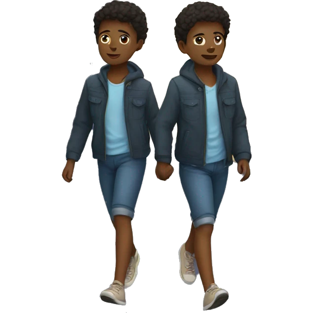 Twins walking at night with the moon out  emoji