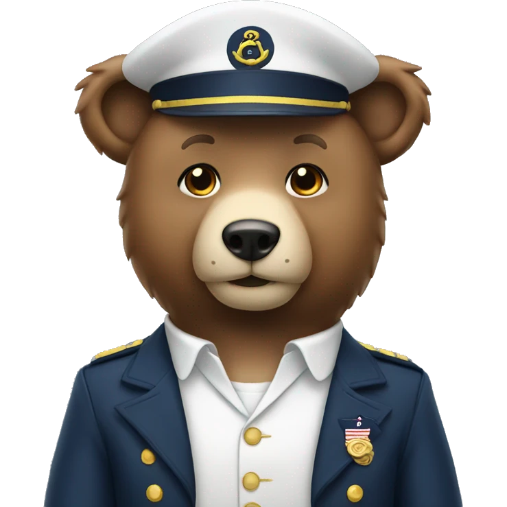 Saluting bear in sailor uniform emoji