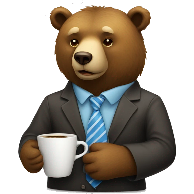 bear in a tie with a cup of coffee emoji