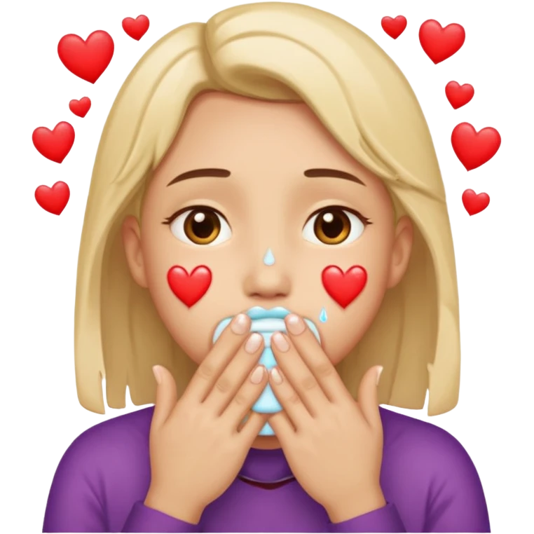 Has un emoji con carita como si quisiera llorar y con corazones por un lado y tapándose la boca emoji
