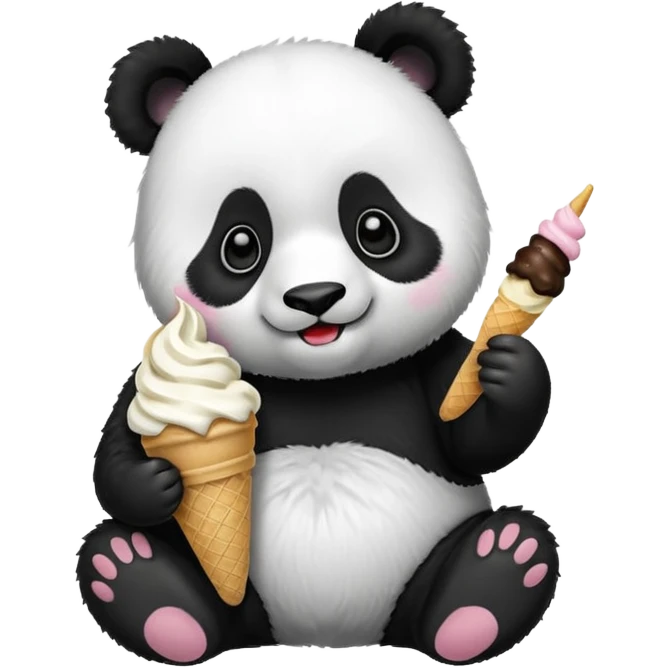 Panda eating ice cream emoji