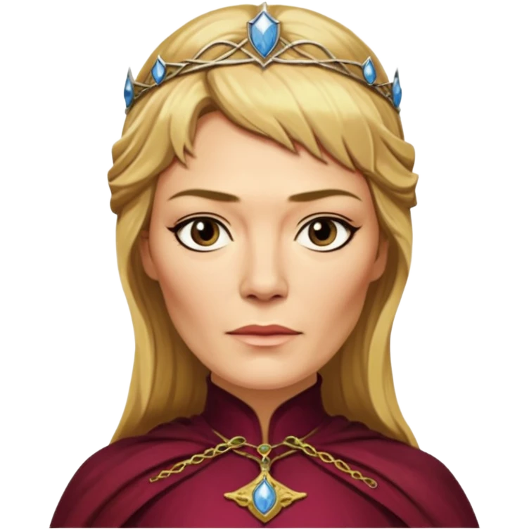 Cersei Lannister 40 years wihtout crown   from Games of throne character face only front face emoji