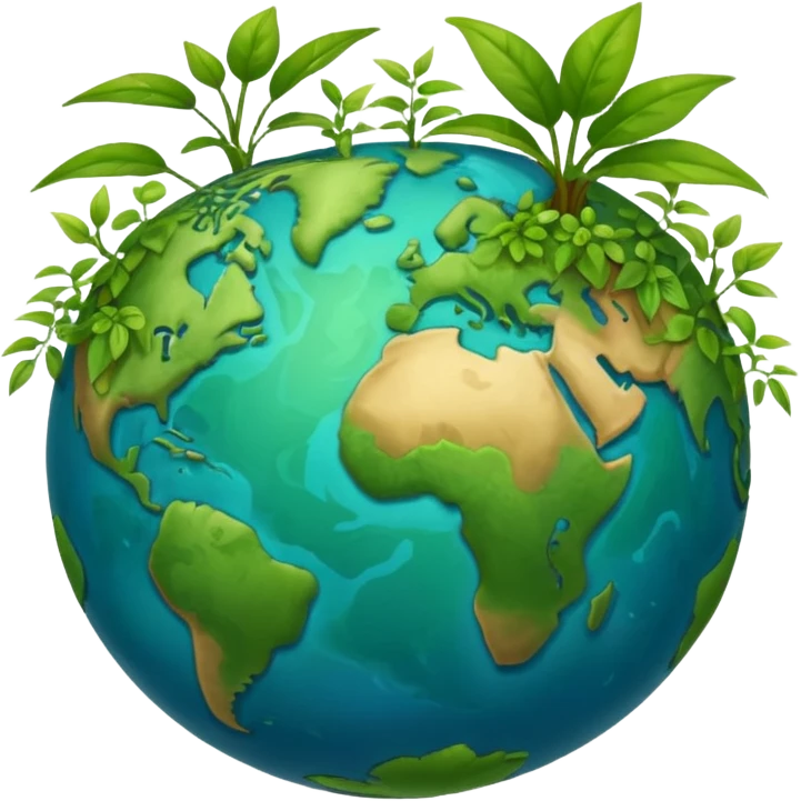 globe with plants sprouting all over it emoji