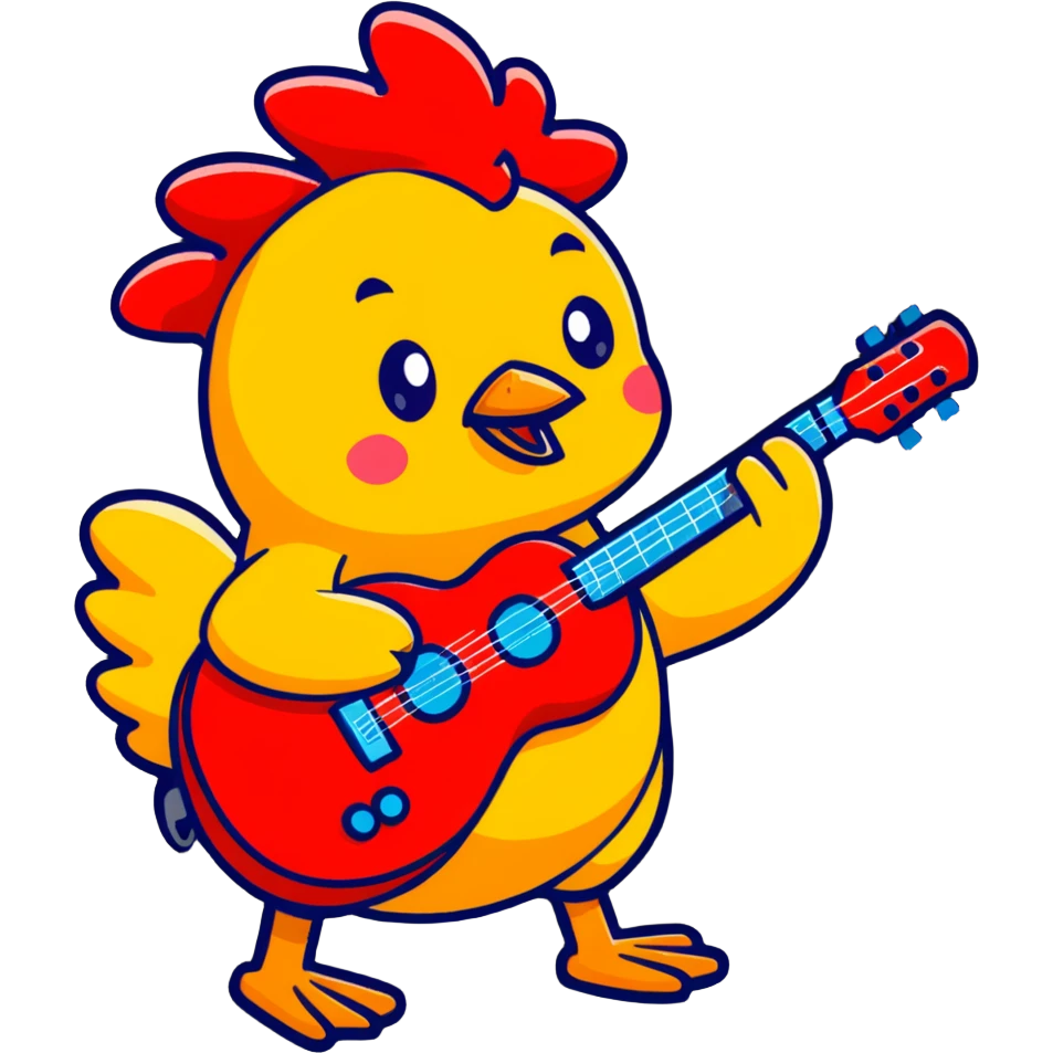 cartoon sticker style chicken nugget guitar emoji