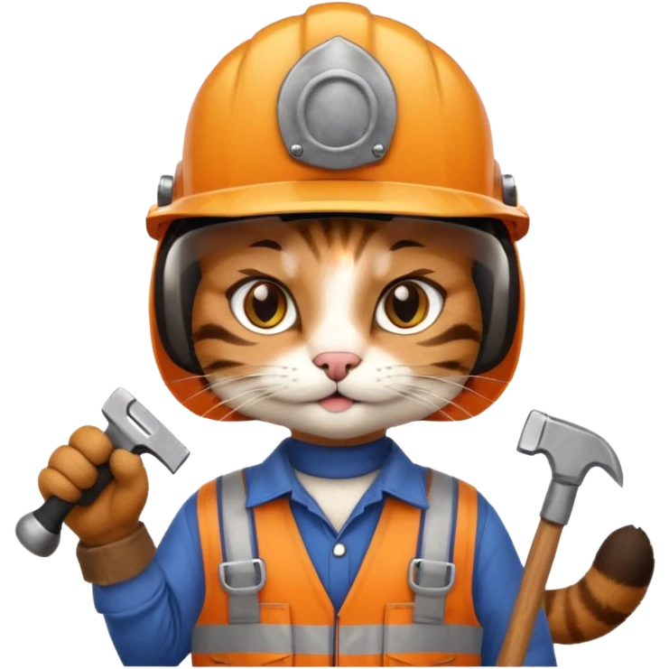 cat, handyman Outfit, wearing a Helmet emoji