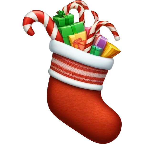 Christmas stocking filled with candy canes emoji