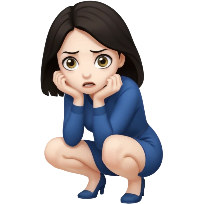 frightened woman crouching emoji