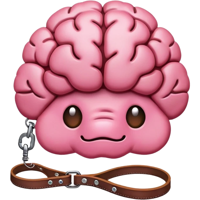 Pink brain on a dog leash emoji