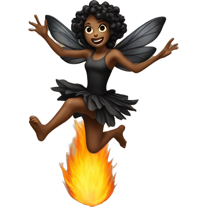 generate black fairy jumping over the fire emoji