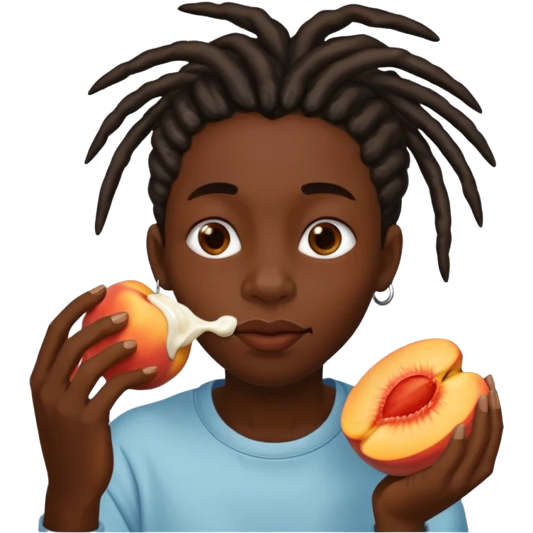 darkskin with dread eating cream peaches emoji