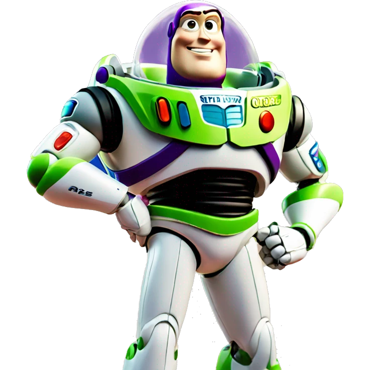 Buzz lightyear pointing in distance surrveying emoji