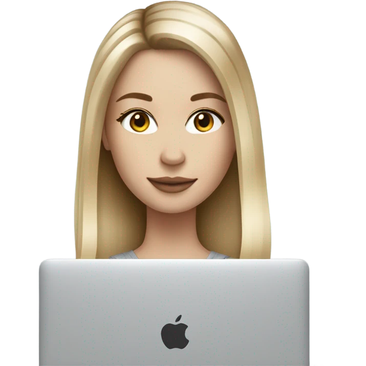 blonde balayage straight Hair white girl with macbook emoji