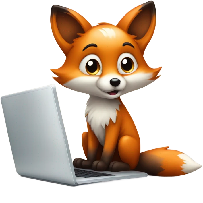 kawaii fox on laptop emoji