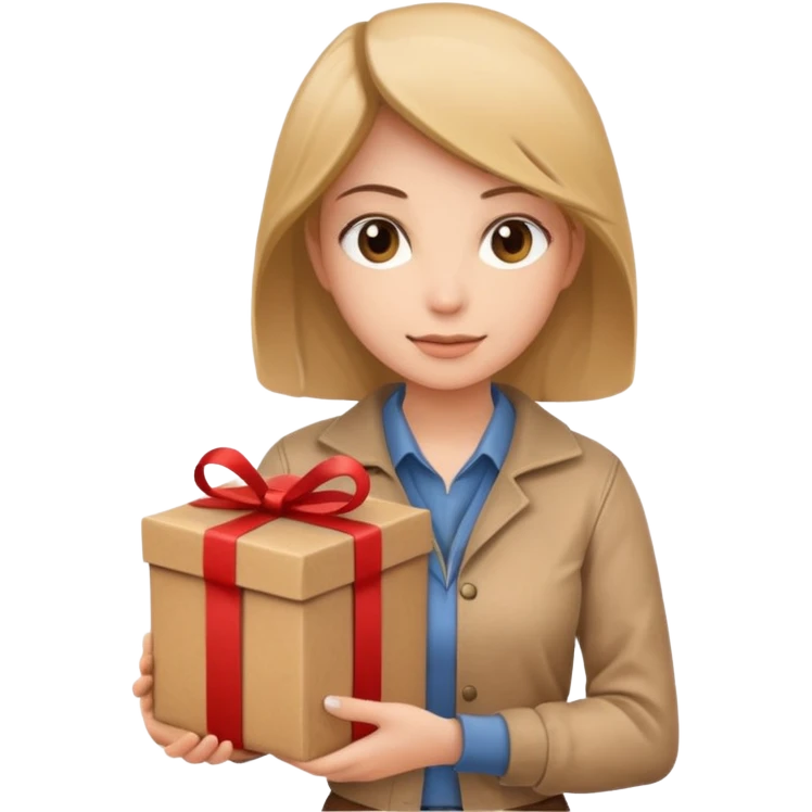 woman courier holding gift box emoji