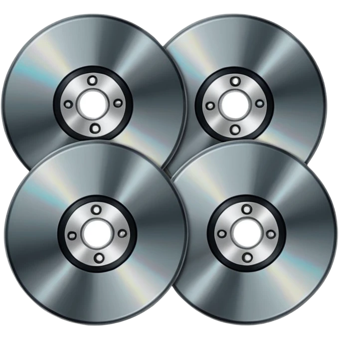 Minimalist emoji-style sticker of a small stack of DVD discs, one cracked, one with burn marks. Top-down view, grayscale and muted tones, flat design, no text. emoji
