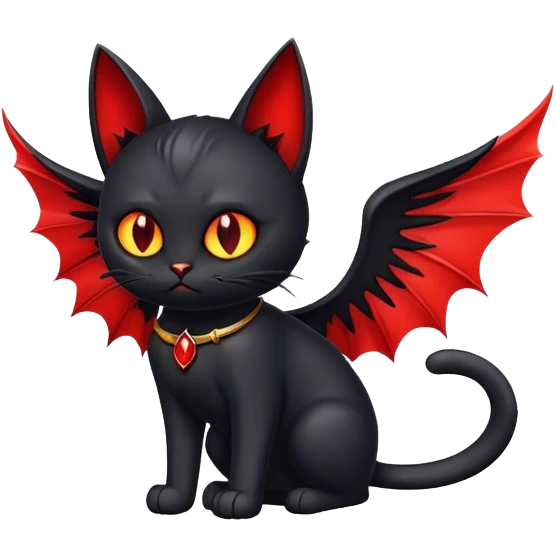 black cat head devilwings emoji