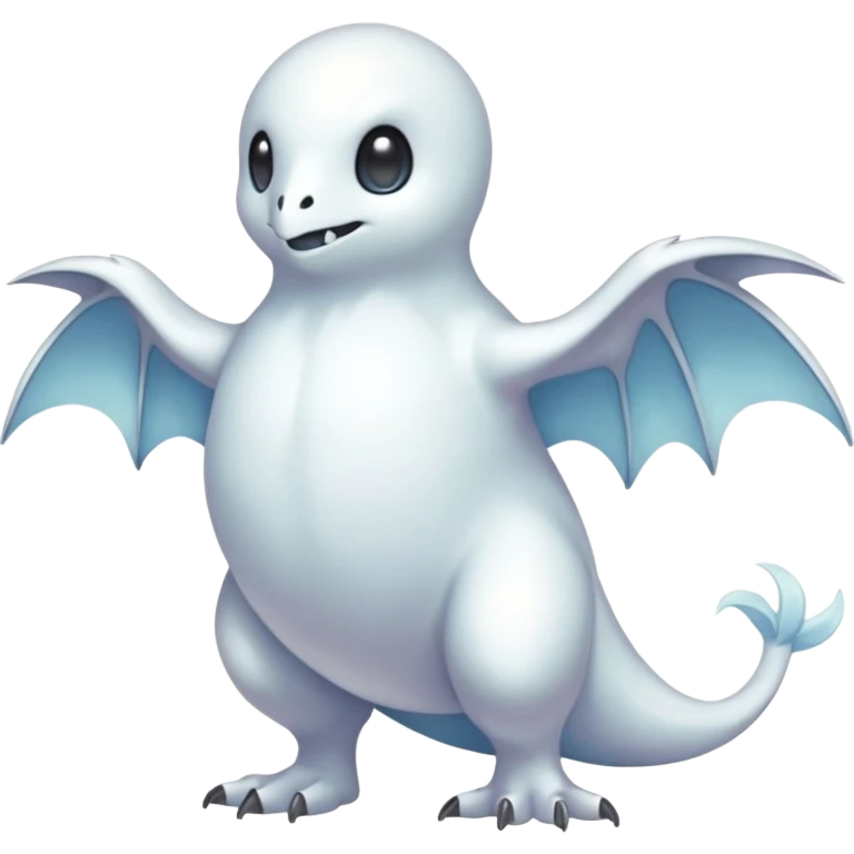Pearlescent White Ghost-Soft Glimmer-Veined Pokémon-Fakémon-Digimon-Creature, (full body) emoji