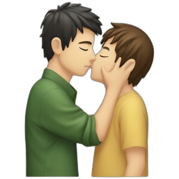 an italian guy kissing a japanese guy emoji
