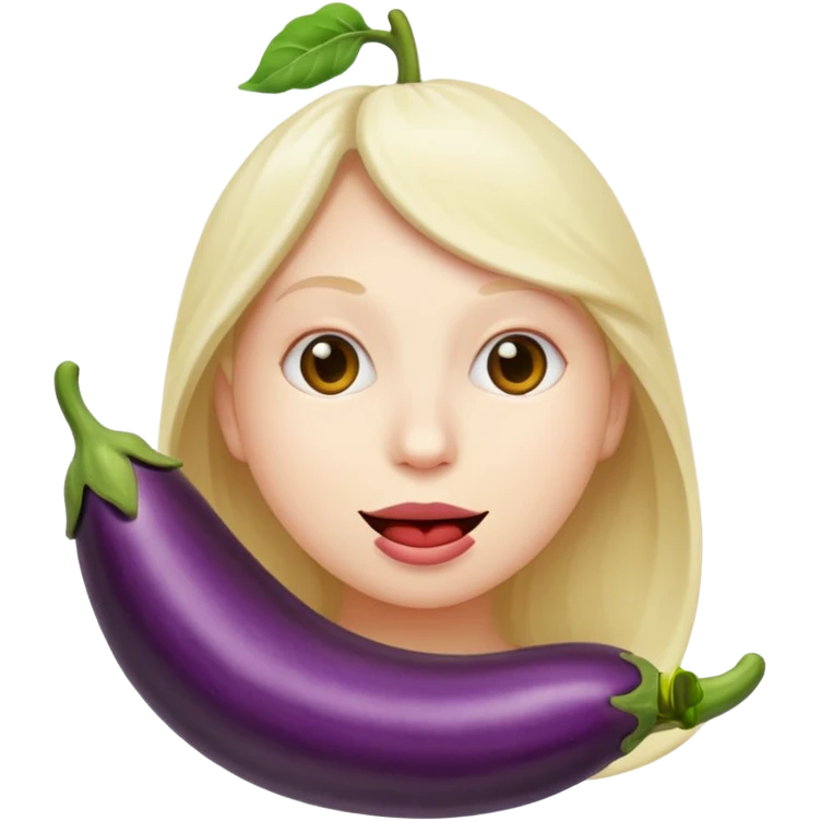 🫩 emoji with aubergine 🍆 in mouth emoji