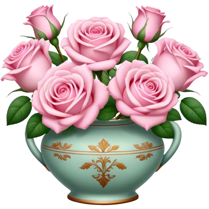 Pastell pink roses in a vintage vase emoji