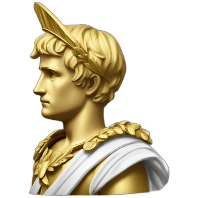 Laurel wreath short hair serious napoleon bonaparte golden statue emoji