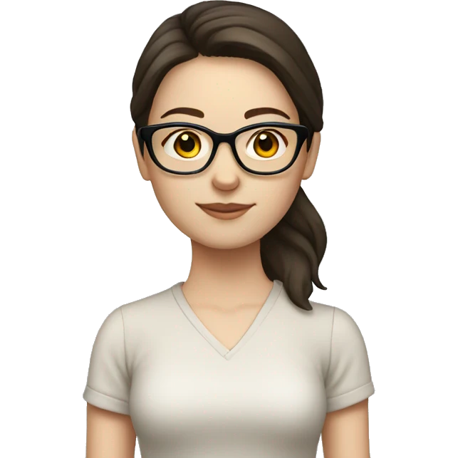 Brunette girl with light frame glasses and pale skin emoji