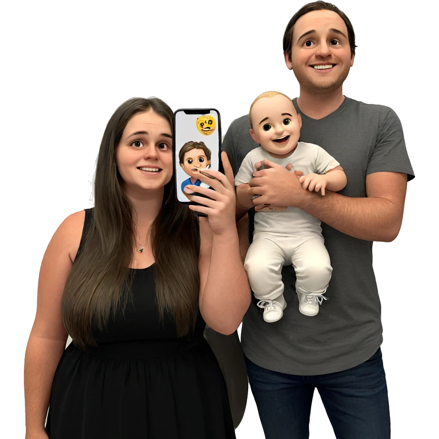 family portrait with smiles emoji