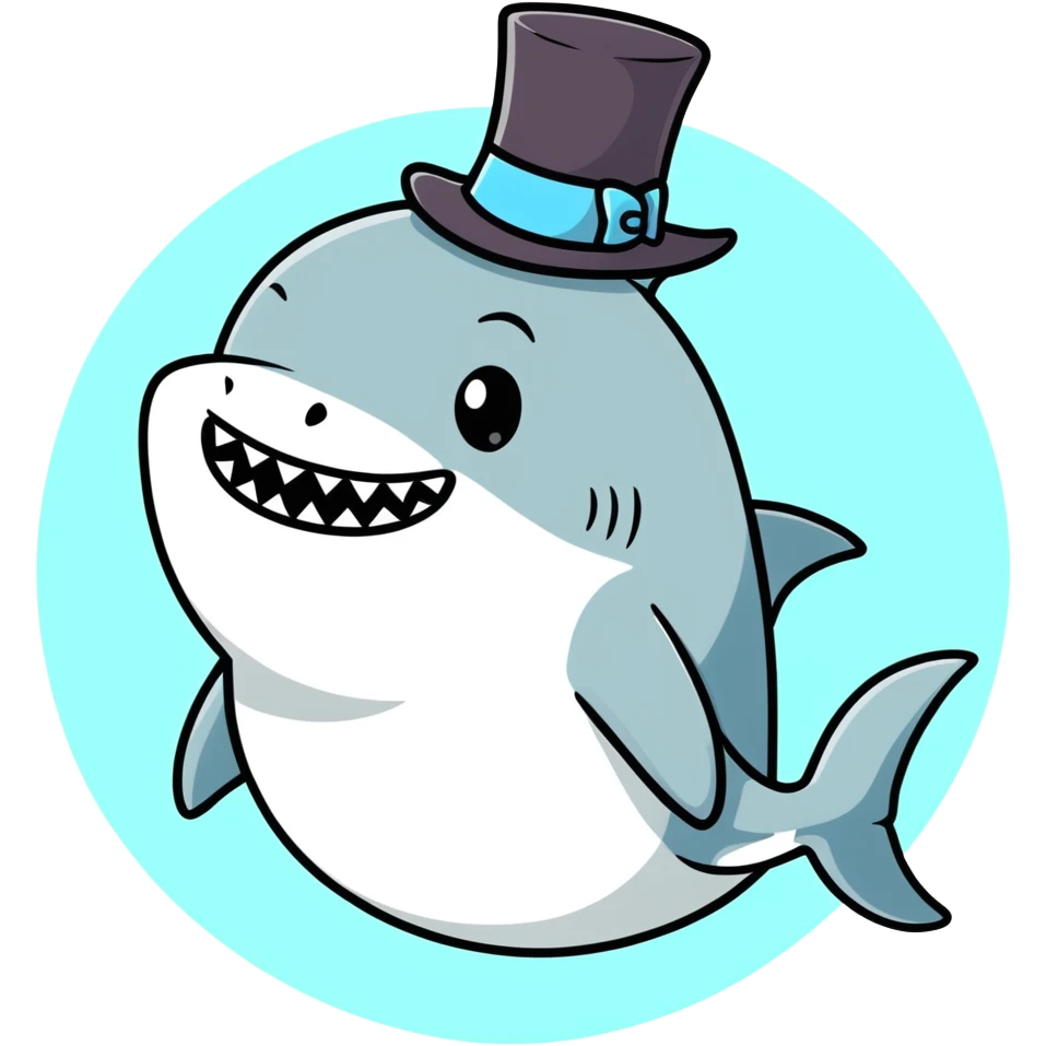 Shark with a top hat emoji