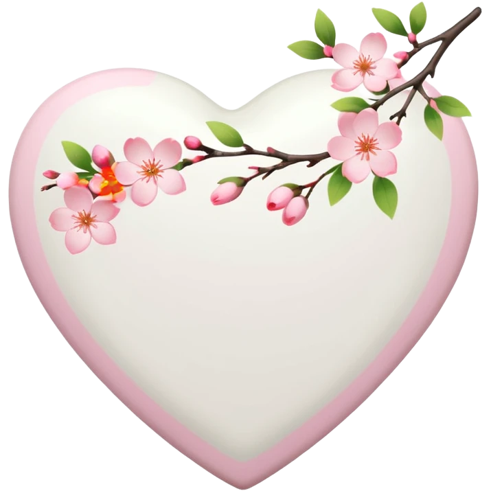 white heart with sakura branch emoji