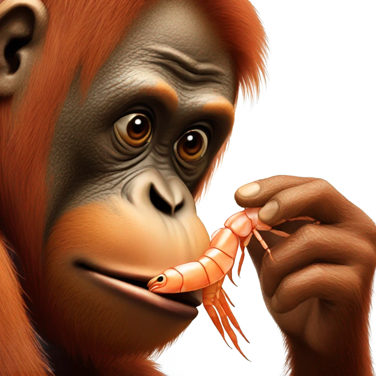 a orangutan kissing a shrimp emoji