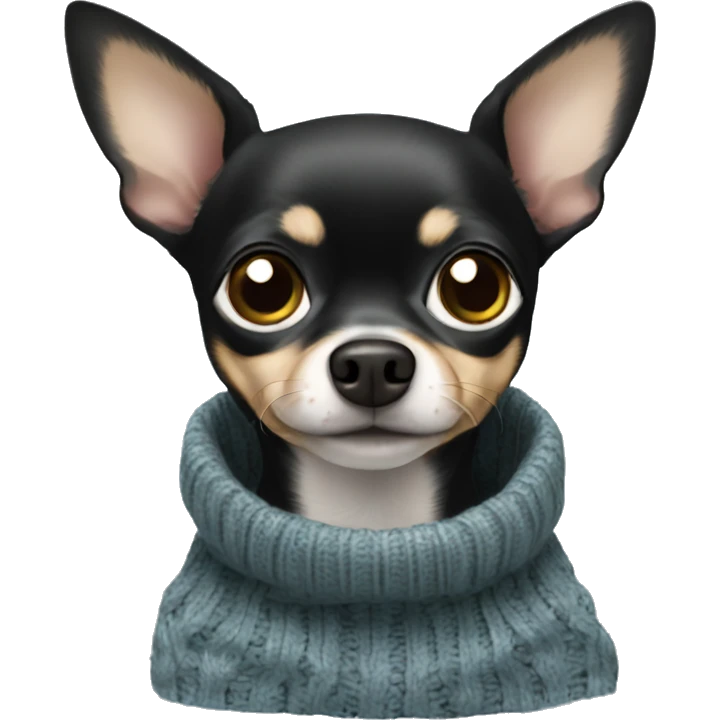 black chihuahua dog wearing sweater emoji