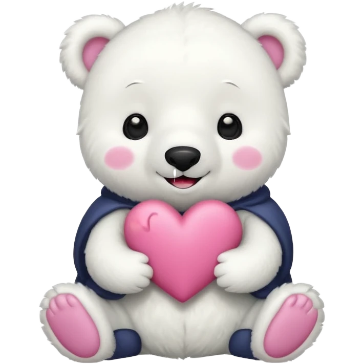 Oso Polar blanco corazón rosa kawaii emoji