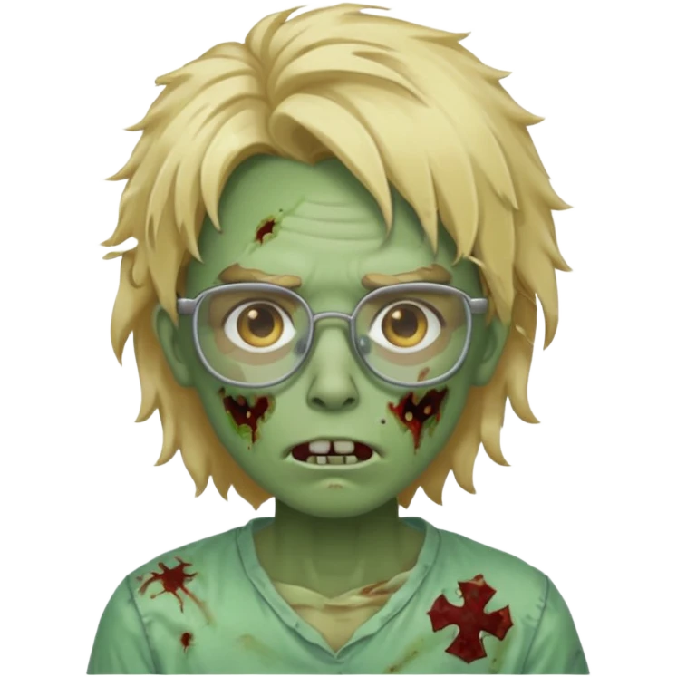 Zombie with blonde messy hair and clear glasses  emoji