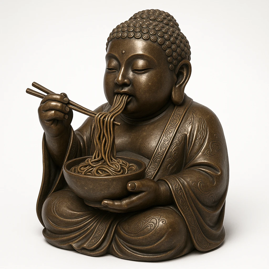 buddha idol eating noodles emoji