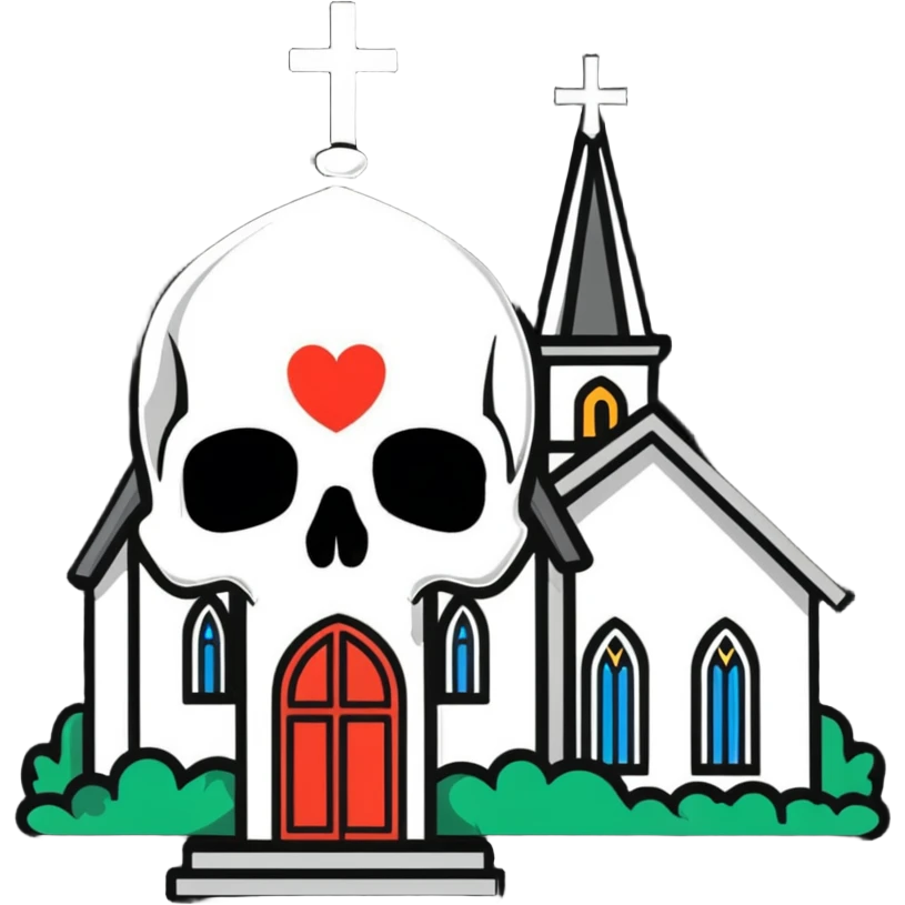 heart, skull, and church together emoji
