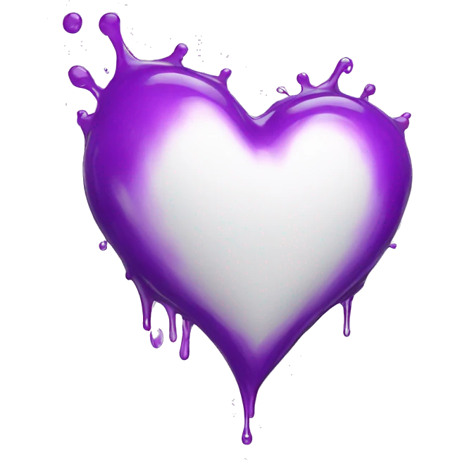 White heart covered in purple liquid emoji
