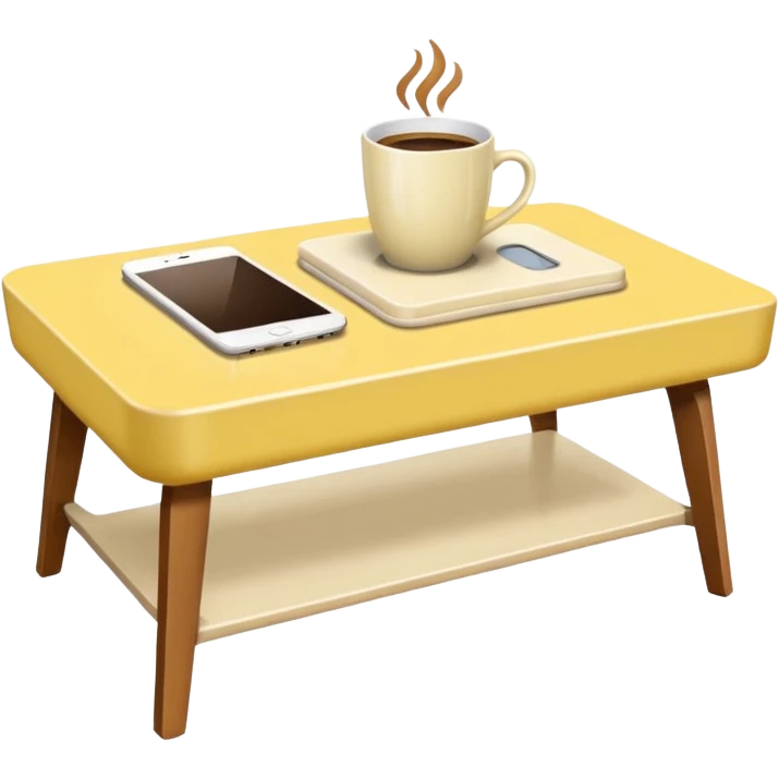 light yellow coffe table, coffee on top
 emoji