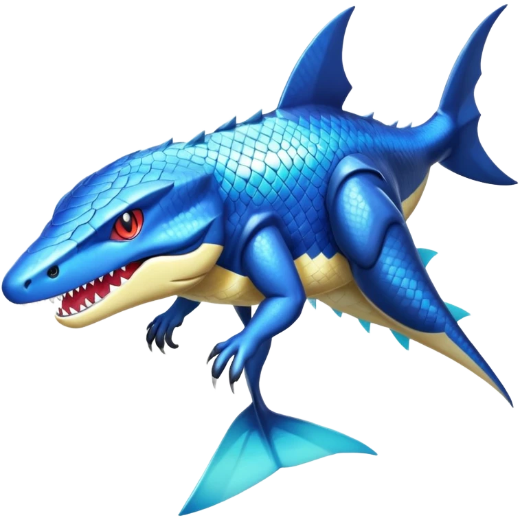 Shiny Exotic Colorful epic Sharpedo-Salandit-Garchomp-Gabite-Salamence-Koraidon-Fakémon-hybrid-creature (full body)  emoji