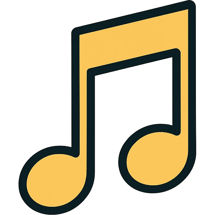 music icon in gold and black, classic style emoji