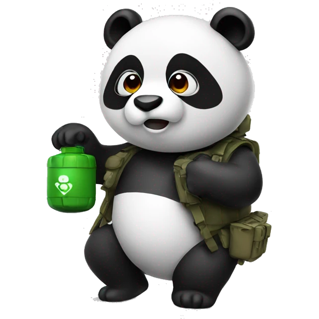 Panda with a fake grenade emoji