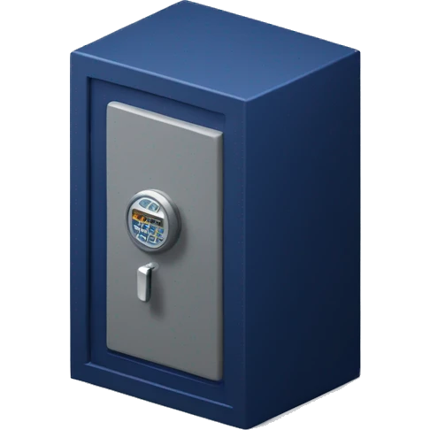 3d  isometric small safe in dark blue emoji