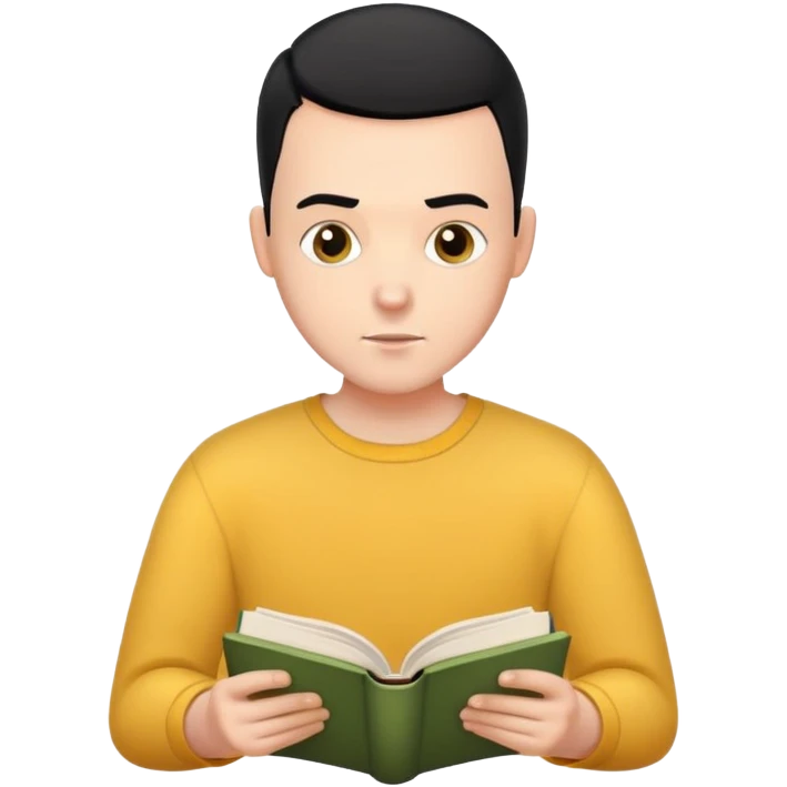 A bit darker but still white man with buzz cut and black hair reading a book emoji