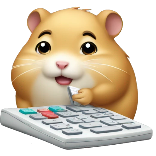 Hamster stressed crying using calculator emoji