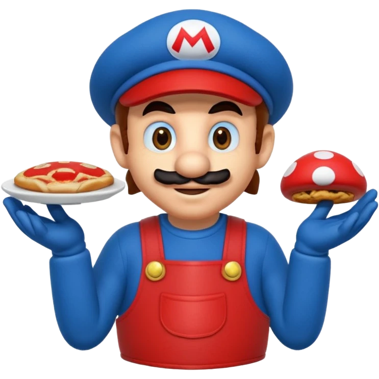 Super Mario che fa la spesa e si mangia un fungo emoji