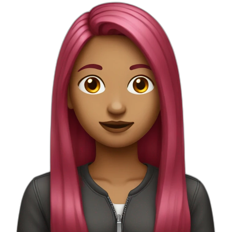 girl-long-straight-rosered-hair-coding emoji